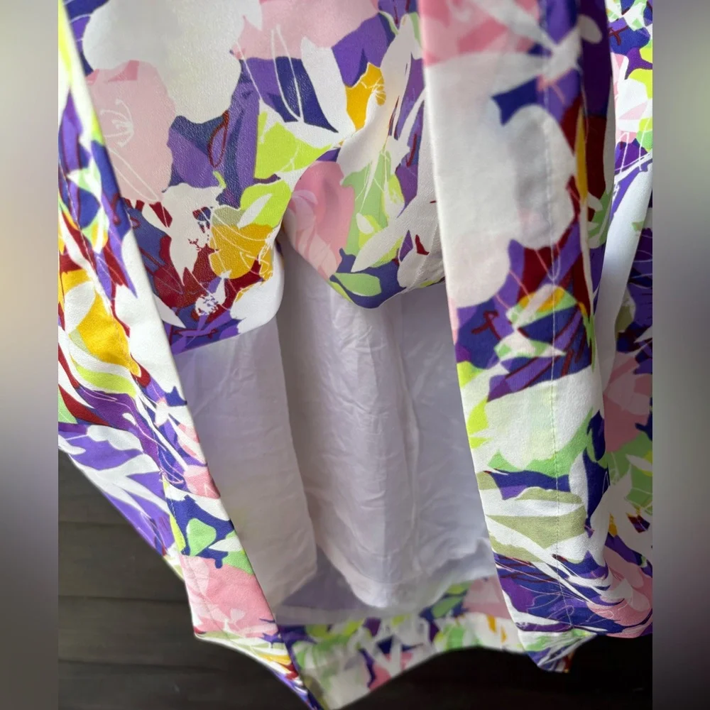 J Crew Dress Women's 12 Purple Floral Spaghetti Straps Tropical Pockets